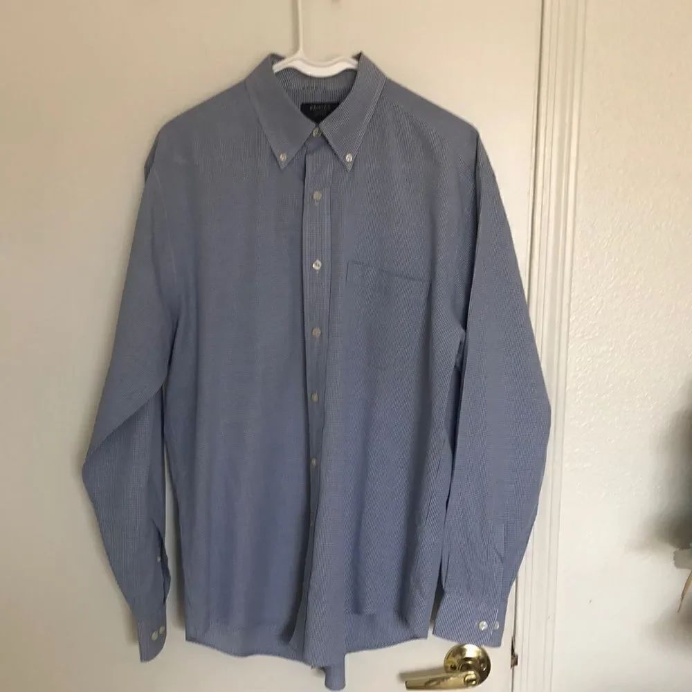Brooks Sport Long Sleeve Button Down Shirt Size M GUC Blue/white